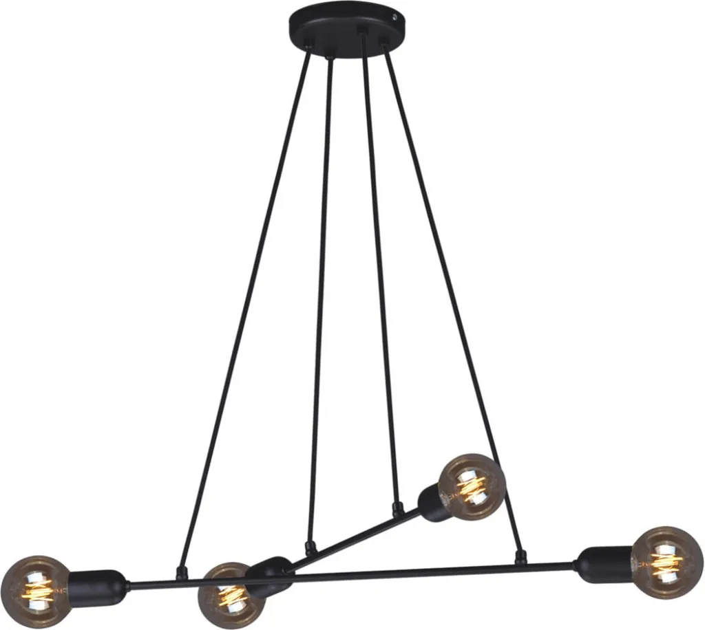 Suspension plafonnier 4 lumières SITYA en métal noir pour salon moderne