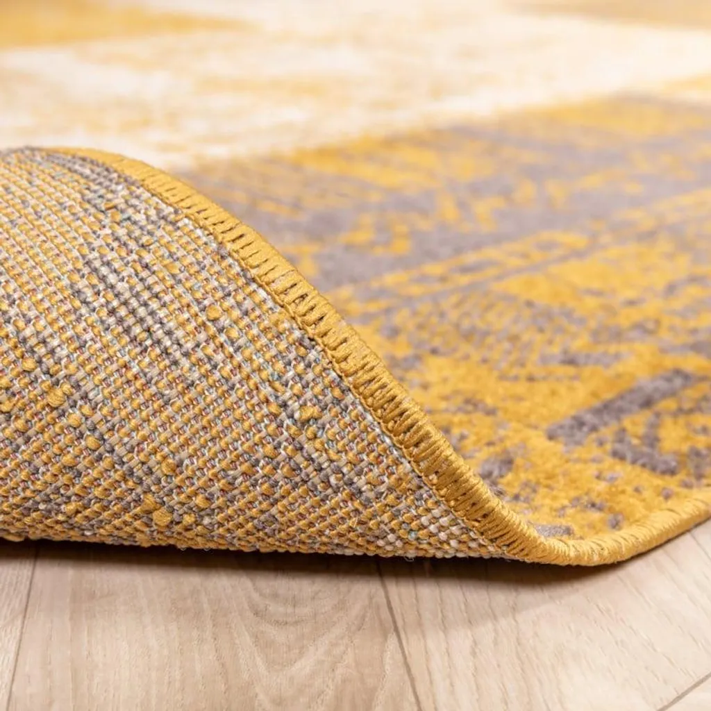 Tapis Volero Spring style patchwork résistant ocre et taupe 80x150 cm
