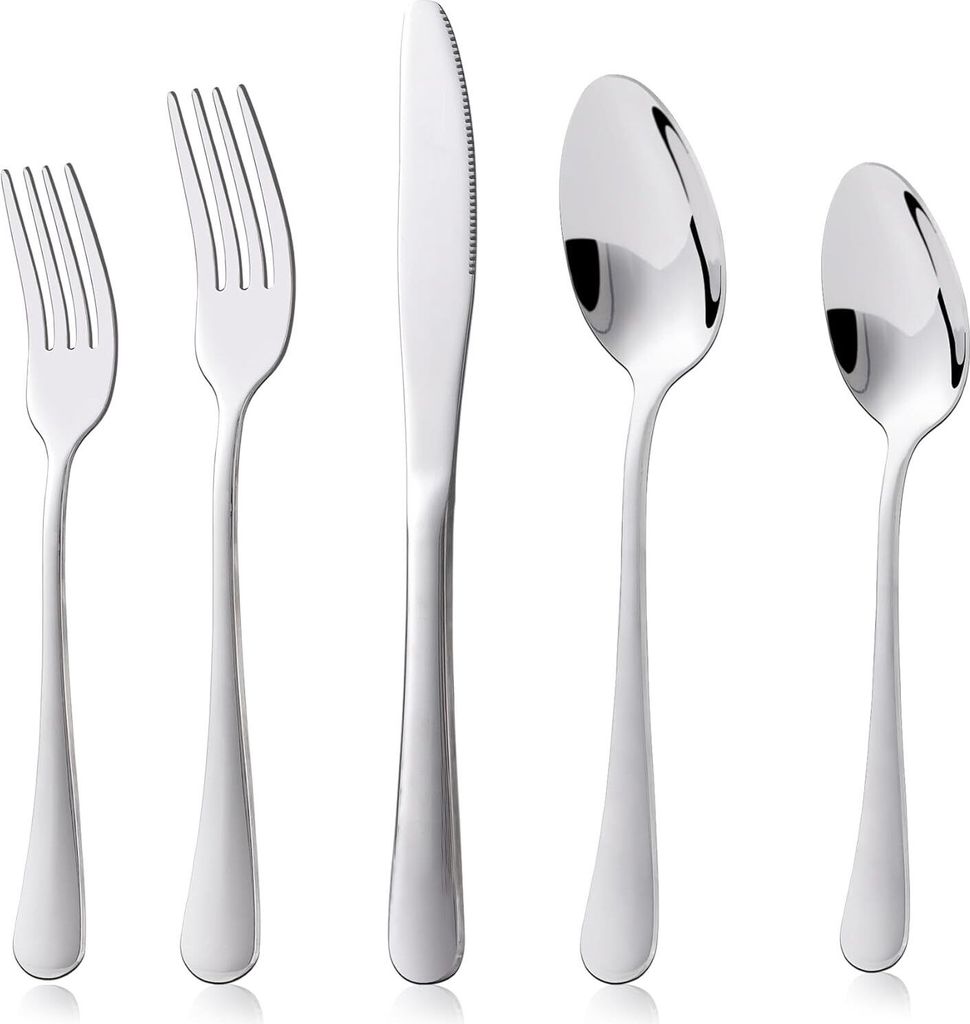 Besteck Set Cutlery Set: 4 Personen Besteckset£¬Edelstahl Besteck£¬Essbesteck 20 Teilig Spš¹lmaschinenfest Silber