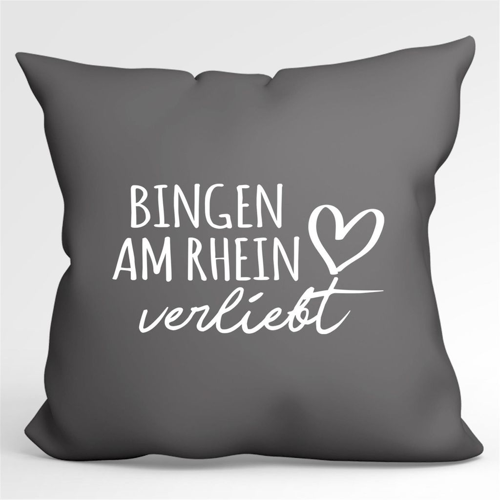 Huuraa Kissenbezug Nidderau verliebt 40x40cm Steel Grey Baumwolle Dekokissenbezug Geschenkidee