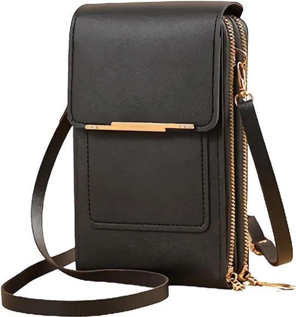 Sacoche femme en cuir véritable noir à porter croisé - Série City Bag