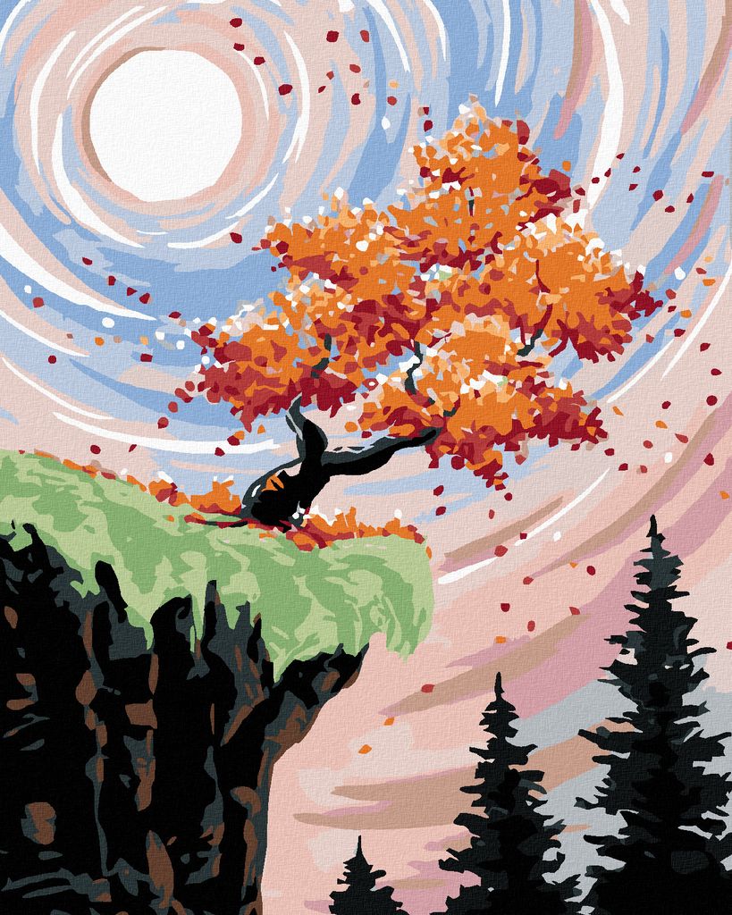 Zuty - Malen nach Zahlen - BAUM AM FUß DES FELSENS, 40x50 cm, ohne Keilrahmen
