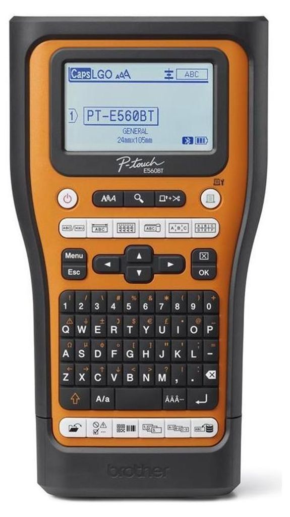 A Brother P-Touch PT-E560BTVP label maker is shown against a white background.