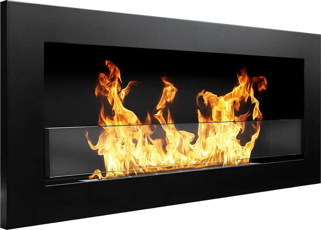 Feu de cheminée sans fumée Dstacchin 90 cm - Bioéthanol noir et chic