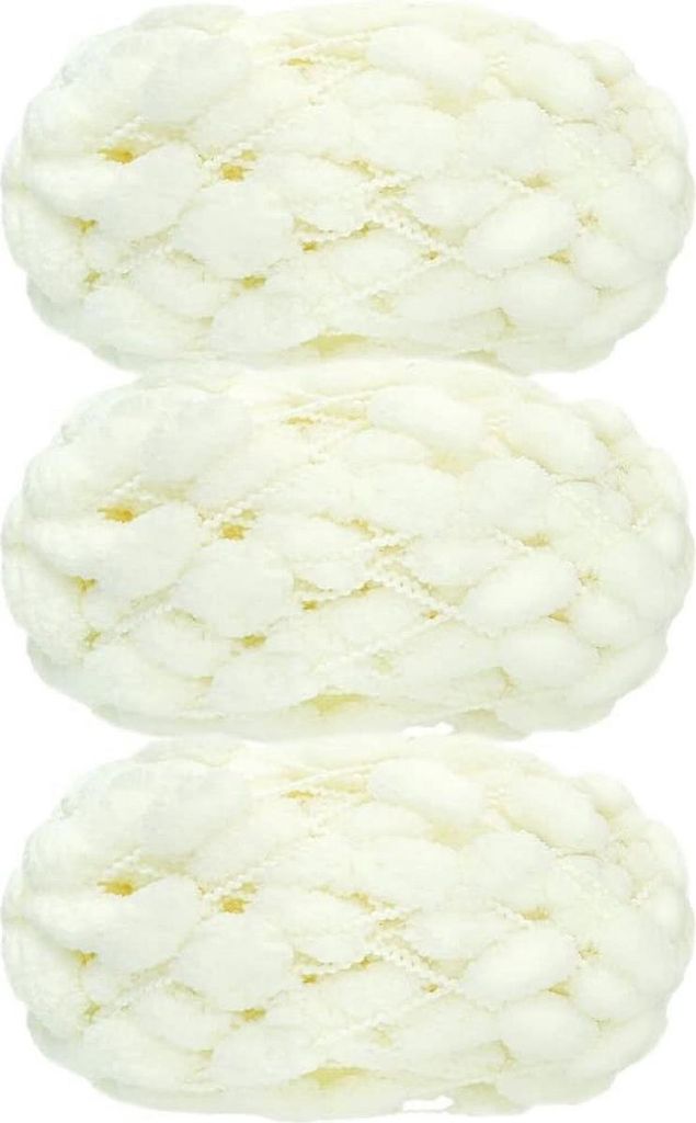 3 Rollen Pom-Pom-Knäuelgarn, 100 % Polyester, Jelly Bean Pom-Pom-Knäuelgarn zum Häkeln, Stricken, Handarbeiten, Matten, Haustiernester, 450 g