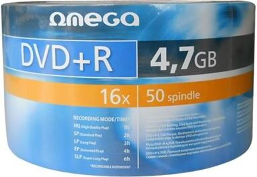 Pack 50 DVD+R 16X Omega Platinet 4.7 Go Vitesse de Gravure Rapide