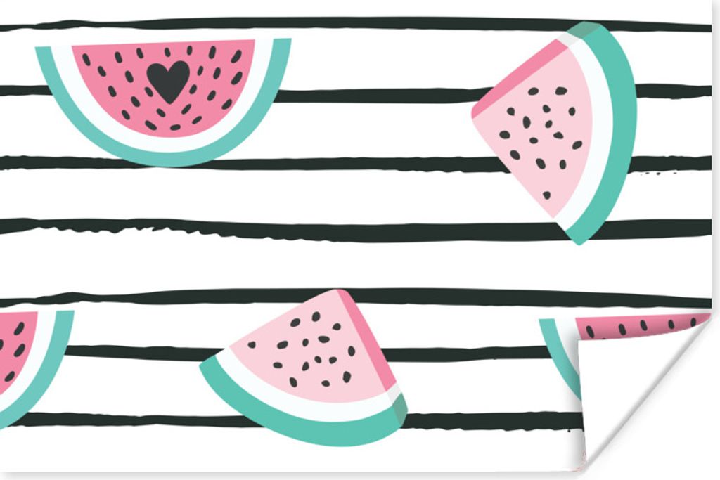MuchoWow Poster Wassermelone - Sommer - Schwarz 30x20 cm - Plakate - Print