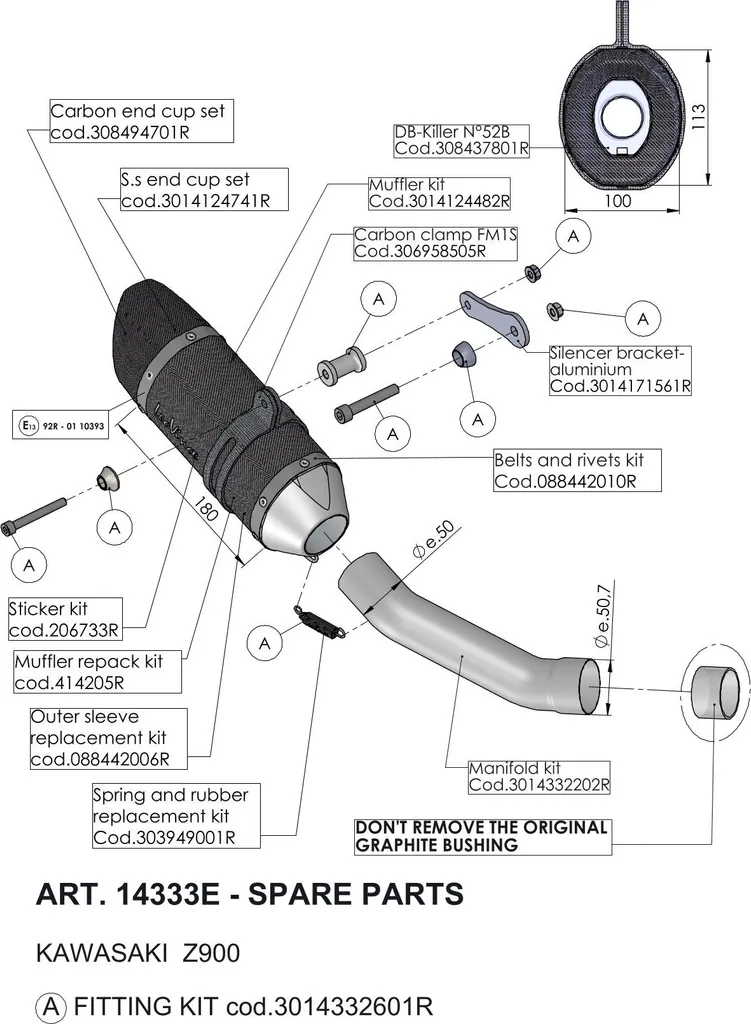 Cache Silencieux LeoVince Ø 50mm - Finition Haute Qualité pour Moto SBK