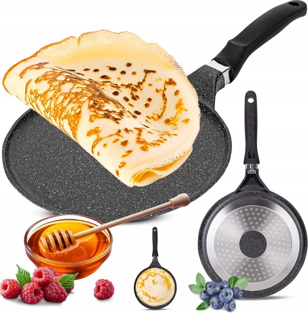 PFANNE FÜR PFANNKUCHEN PANCAKES 28 cm ANTIHAFTBESCHICHTET INDUKTION GAS KAMILLE