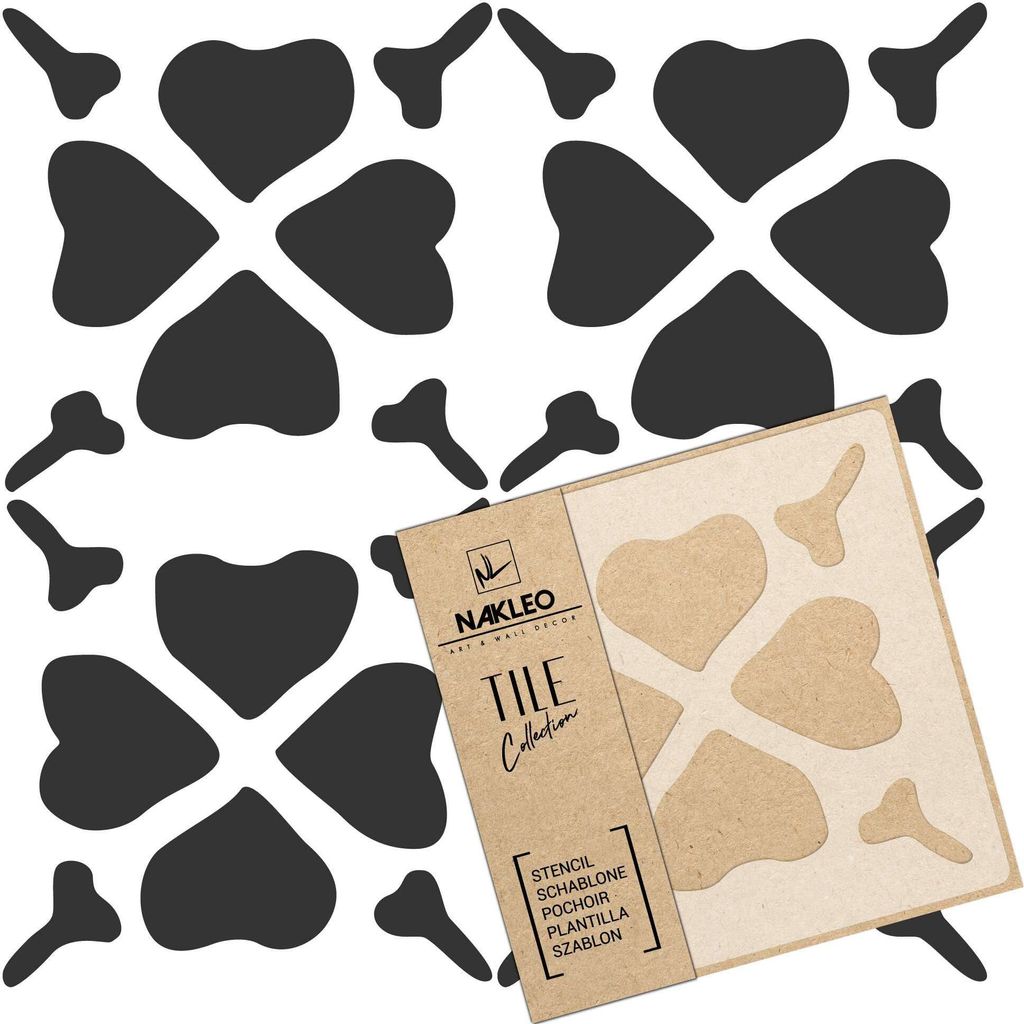 Tile Fliesen Schablone zum Malen 60x60 cm, Matisse Moderne Blumen Abstraktion, Kunststoff Wiederverwendbare Bodenschablone DIY