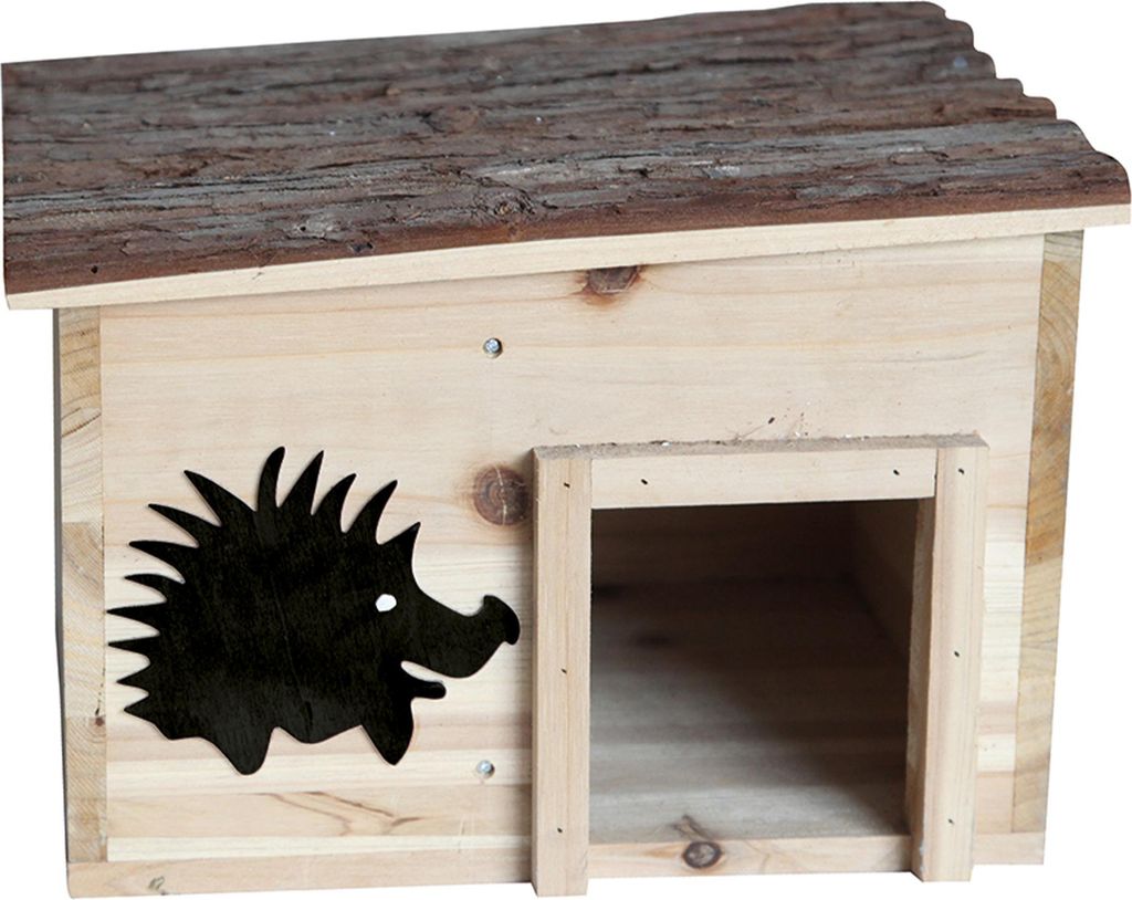 Igelhaus Holz – 32 x 26 x 21 cm – Unbehandelt – Mit Produktbild 