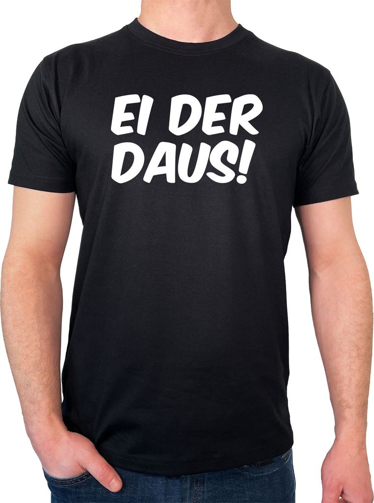 Huuraa Herren T-Shirt Ei der Daus Schriftzug XXL Black Bio Baumwolle Fairtrade Herrenshirt Geschenkidee