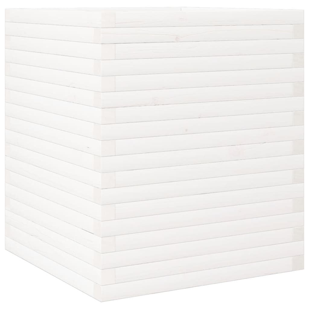 vidaXL Pflanzkübel Weiß 60x60x68,5 cm Massivholz Kiefer