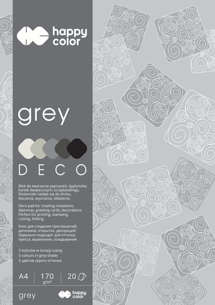 Blocco A4/20K Grigio Deco 170g HAPPY COLOR Immagine del prodotto 