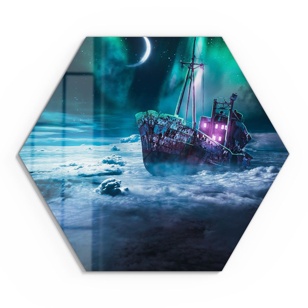 DEQOART Glasbild Echtglas 40x35 cm 'Himmelssegler' Wandbild Bild modern Deko