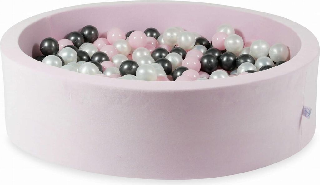 Trockenbecken 110x30 Velvet Soft Light Pink mit 400 Bällen: Perlmutt, Hellrosa, Metallic-Graphit