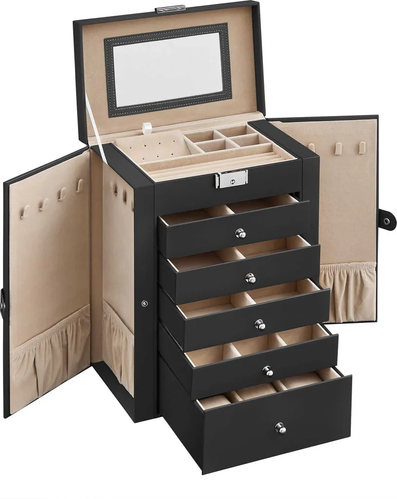 Boîte à bijoux JBC152B01 - Coffret de rangement noir pour bagues - 2