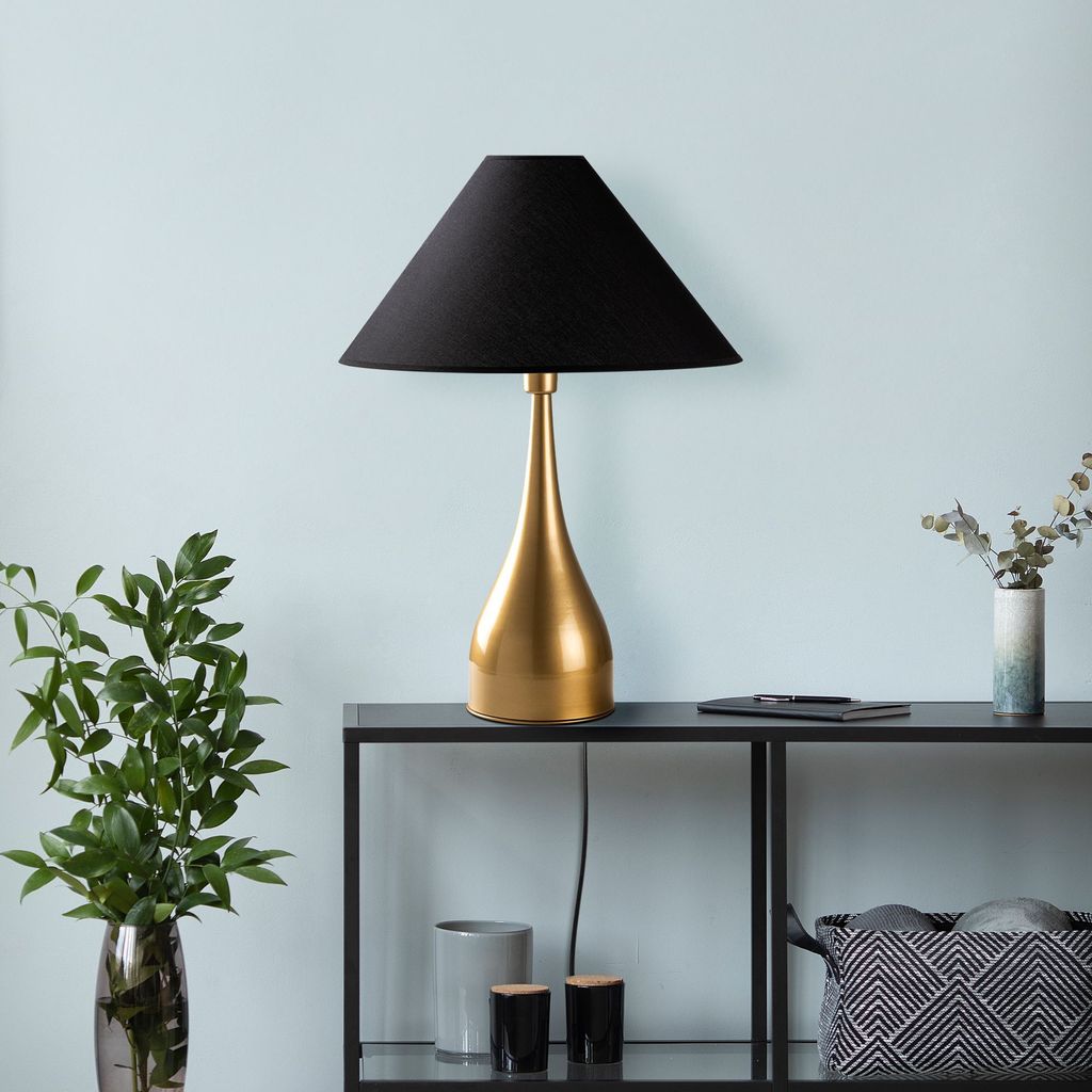 Opviq, Luna - 15272, Tischlampe, Gold, Metallkörper, 50 x 50 x 68 cm