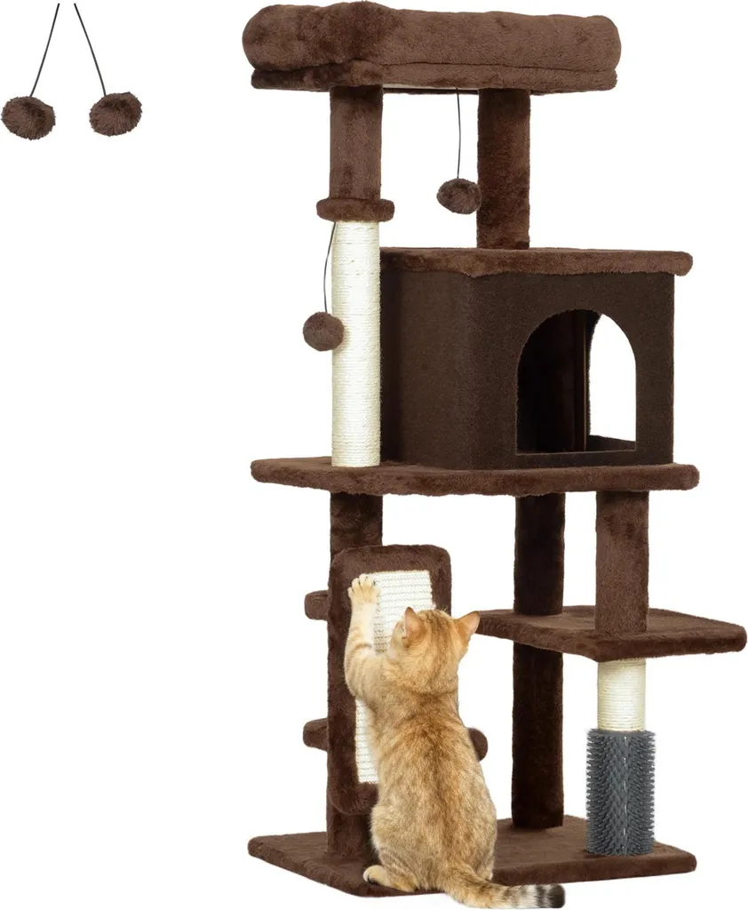 Tour de griffage pour chat hauteur 104 cm avec tapis de sisal gris