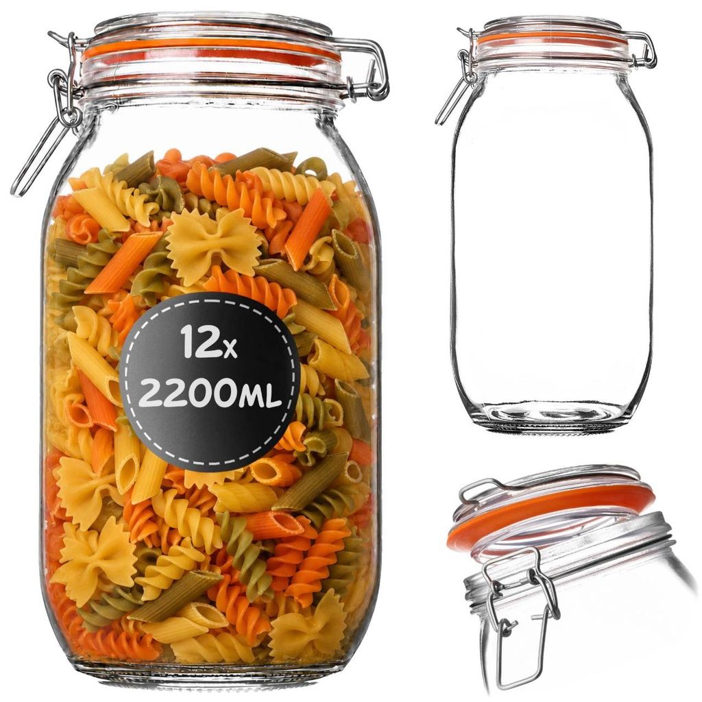 KADAX Einmachgläser 2,2L mit Bügelverschluss, 12er Set, Produktbild 