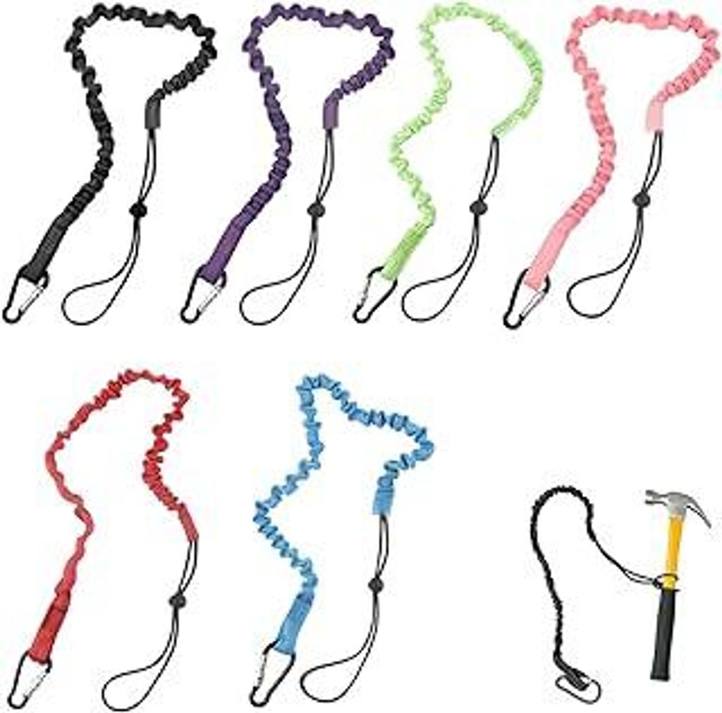 6 Stück Werkzeugsicherung Lanyard Werkzeug Fallschutz mit Karabinerhaken Ausziehbare Werkzeugleine Absturzsicherung Sicherungsseil Sicherheitsleine