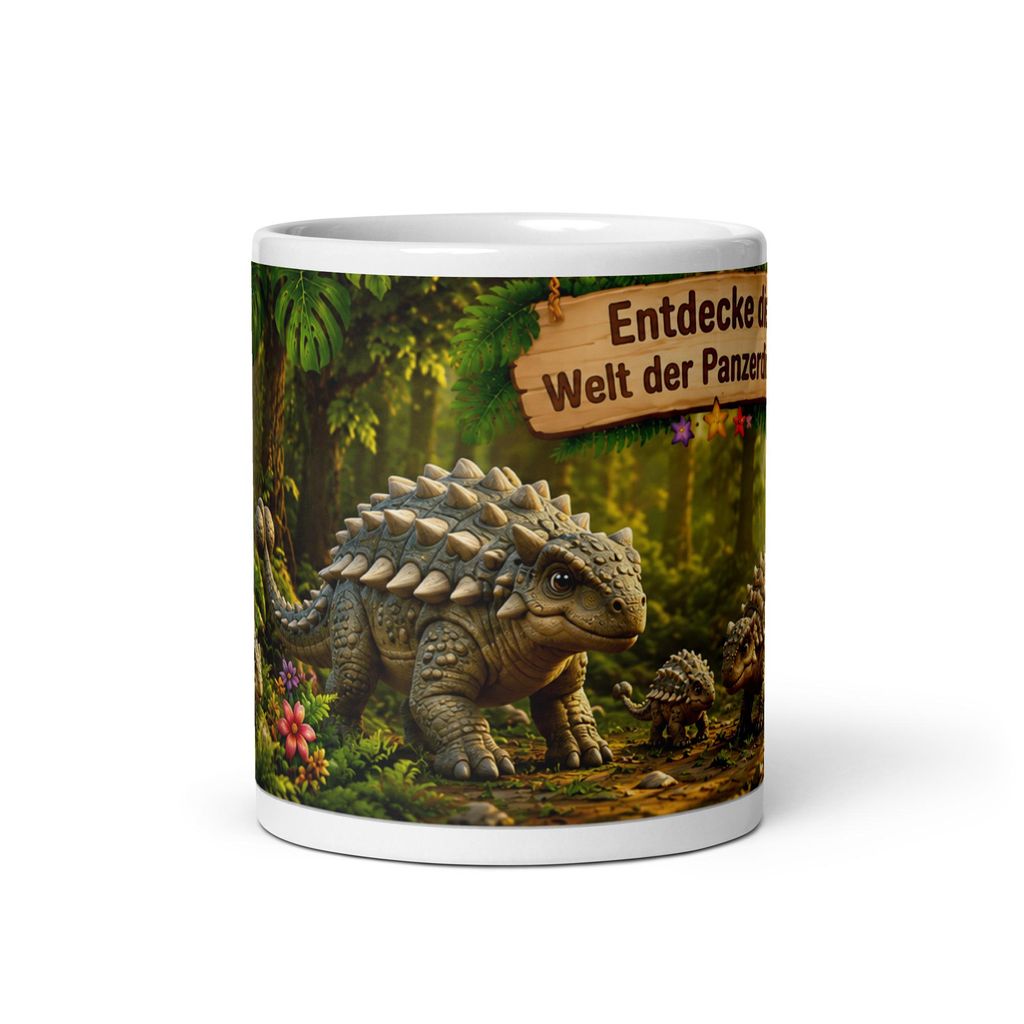 Dino Kinder Tasse Panzerdinos – Keramiktasse 330 ml mit Dinosaurier-Motiv