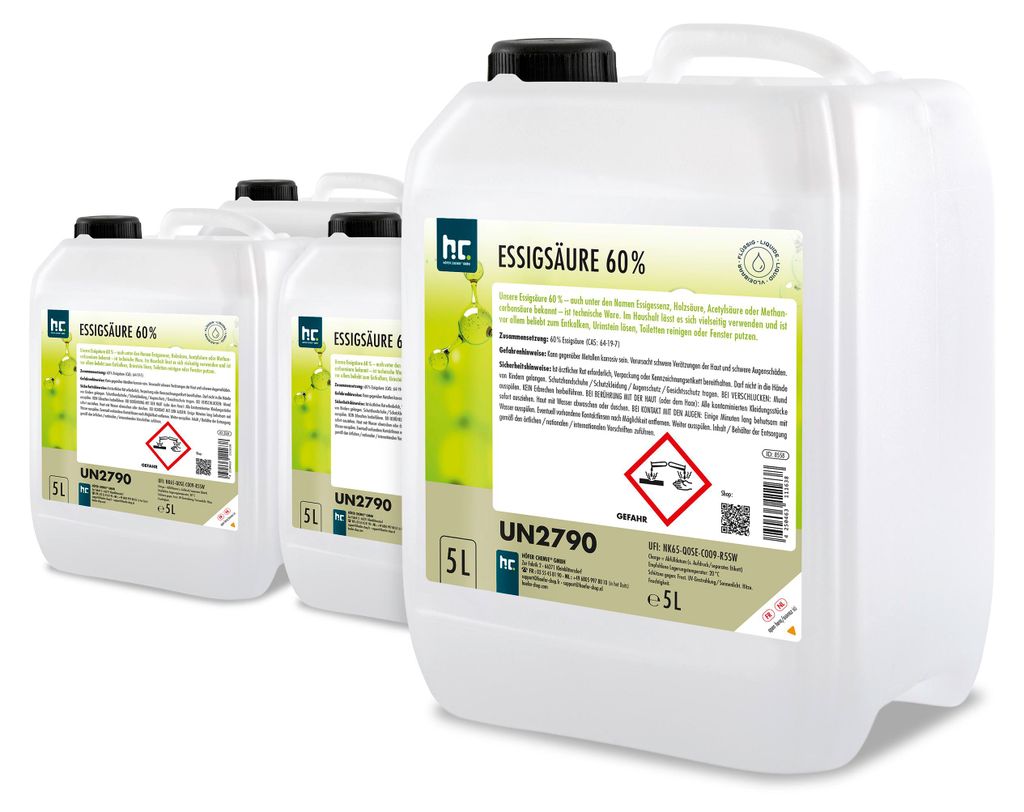 4x5 L Höfer Chemie® hochprozentige Essigsäure 60% zur Produktbild 