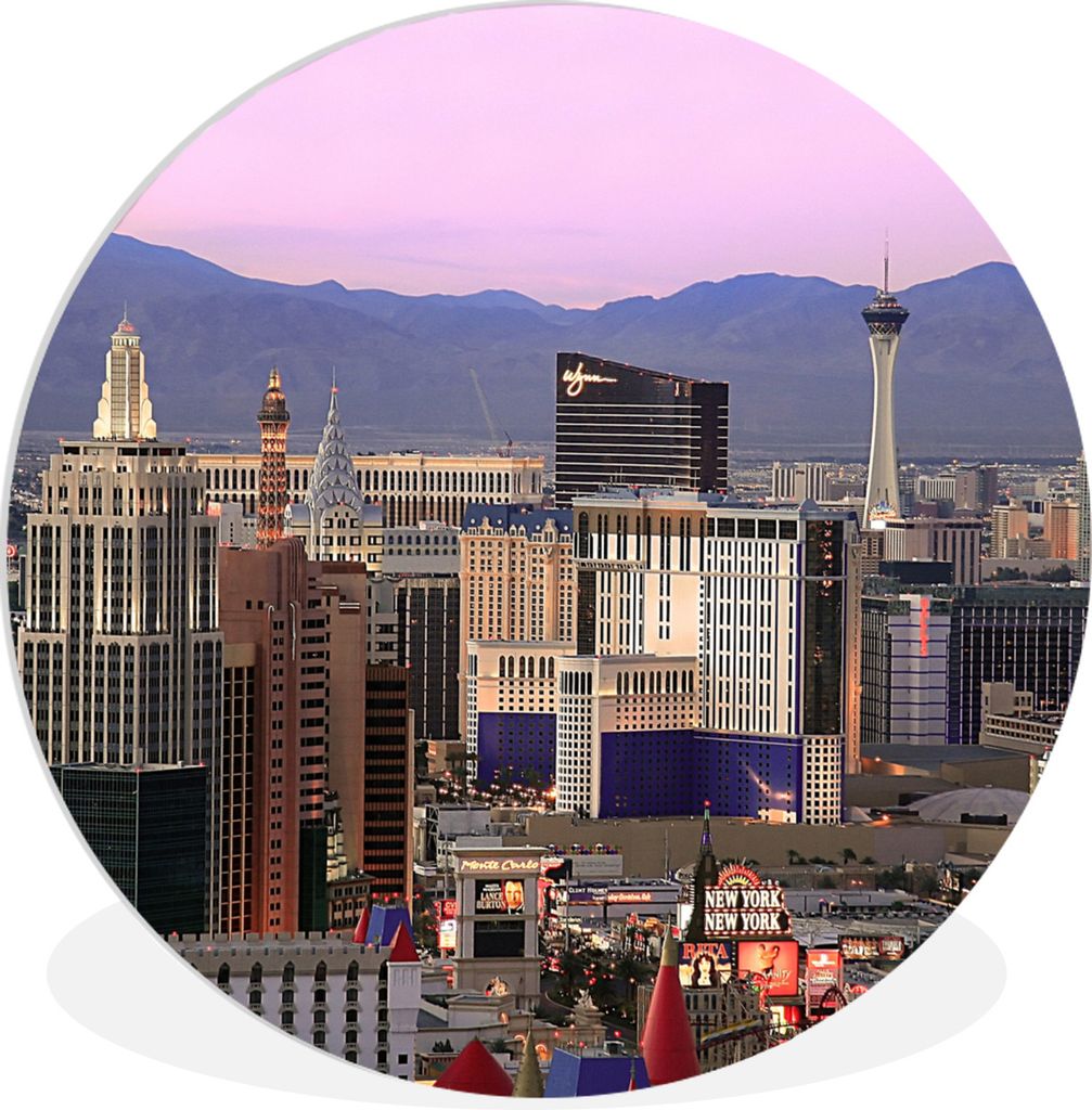 MuchoWow Rundes Wandbild - Runde Bilder Skyline von Las Vegas - Vereinigte Staaten Ø 90 cm Kreis Wanddekoration Kunststoff - Wandkreis - Wandsch...