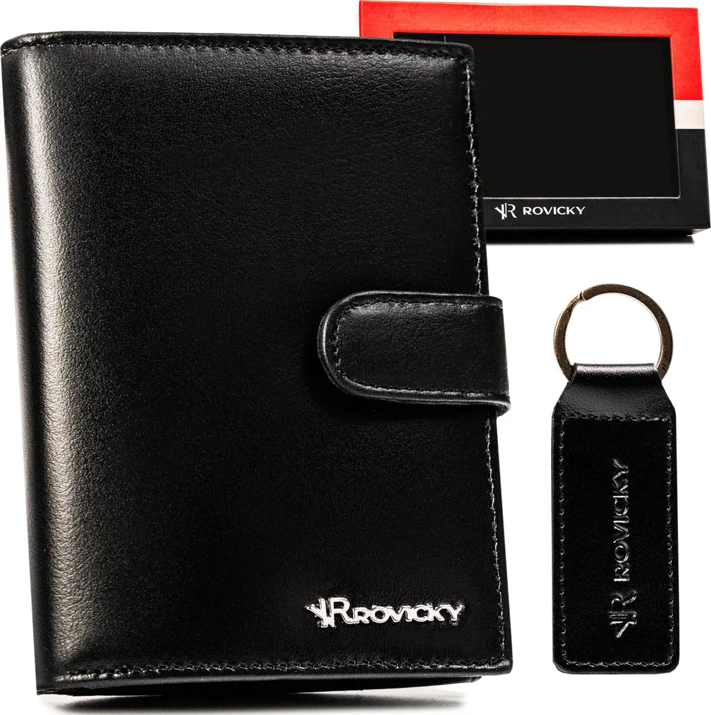 Cofanetto Rovicky Uomo: Portafoglio Pelle RFID e Portachiavi Business