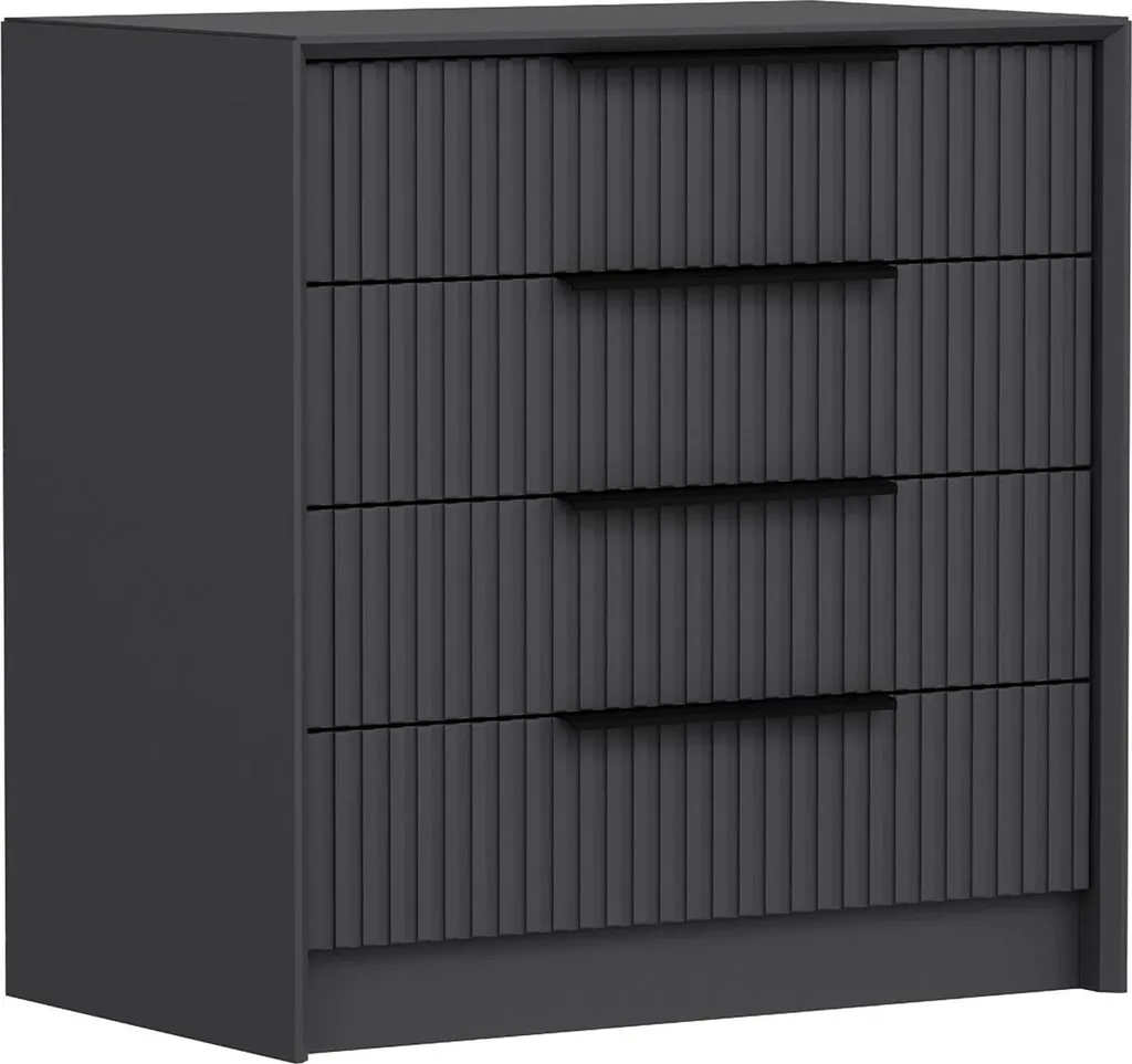 Commode Jebi Anti-Bordel 4 Tiroirs Noir Anthracite Meuble Gain Espace
