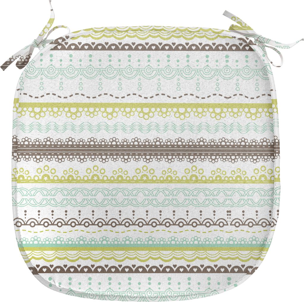 ABAKUHAUS Grün und Brown Polster für Esszimmerstühle, Spitze-Muster, Dekoratives wasserfestes Kissen mit Riemen für Küchensitze, 40 cm x 40 cm...