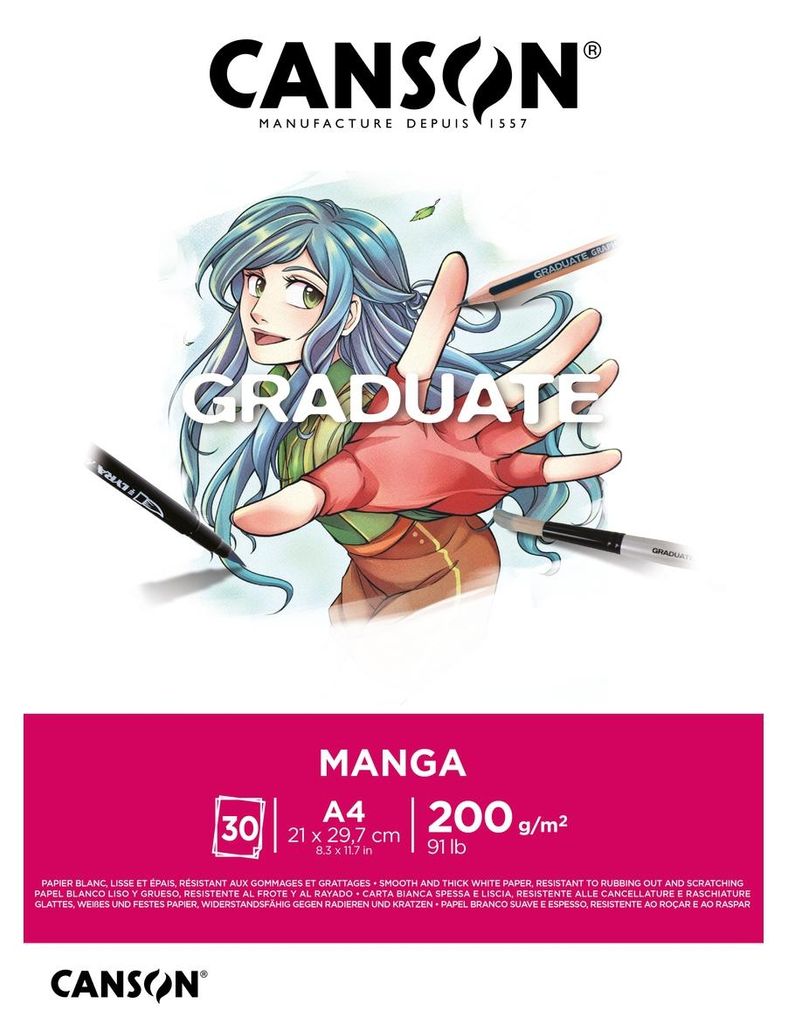CANSON Studienblock GRADUATE Manga DIN A4 weiß 30 Blatt Produktbild 