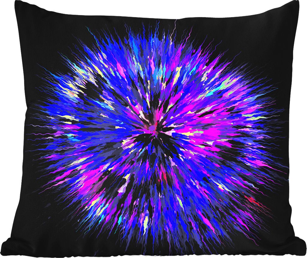 MuchoWow Outdoor Kissen - Violette Geometrie in Form einer Explosion - 50x50 cm - Wetterfest - Lounge Kissen - Komfortabel - Kissen mit Bild