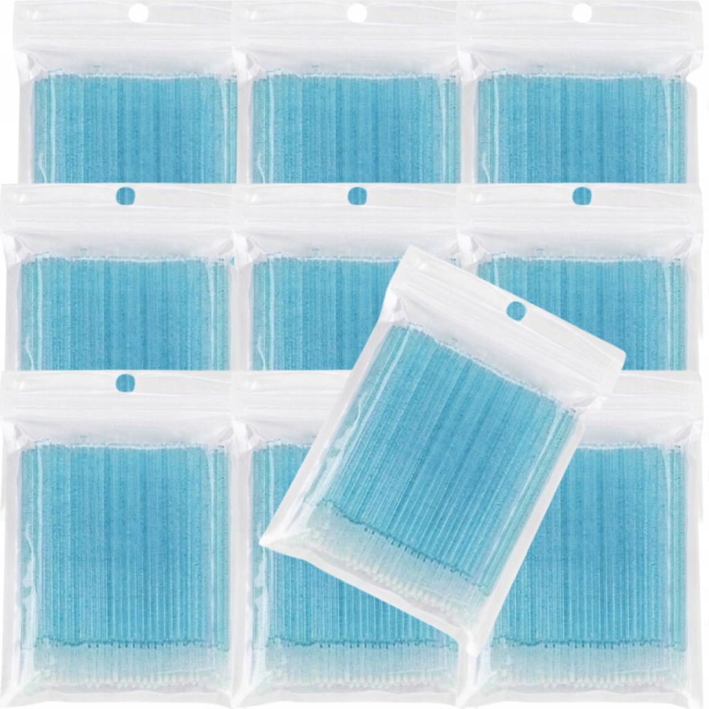 Faserlose Microbrush-Wimpernapplikatoren, Blauer Kristall, 1000 Stück.