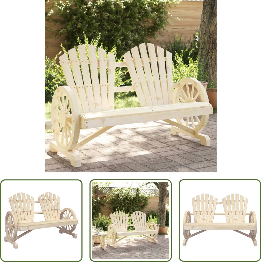 The Living Store Adirondack-Gartenstuhl 2-Sitzer Massivholz Tanne
