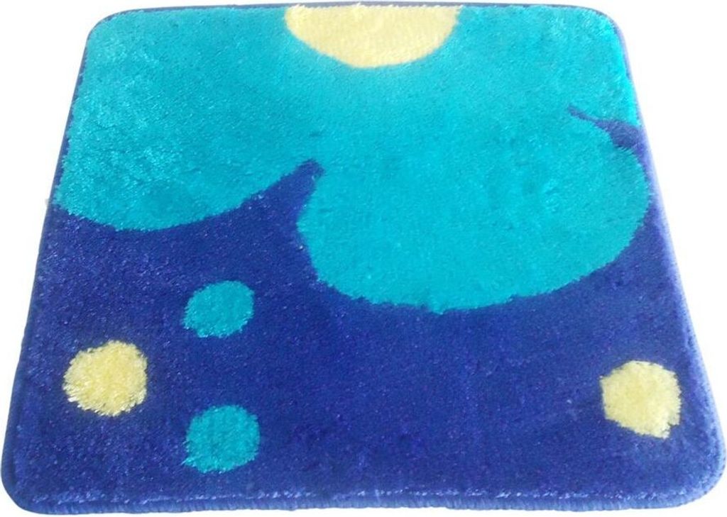 Sanwood WC Vorleger Toilettenvorleger Badematte Bad Teppich 60x60cm Funflower blau