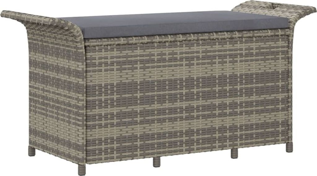(Robust Möbel)Gartenbank/Parkbank - Sitzbank elegantes Design - mit Kissen Grau 116x46x57cm Poly Rattan - Gartenbänke DEMöbel977834