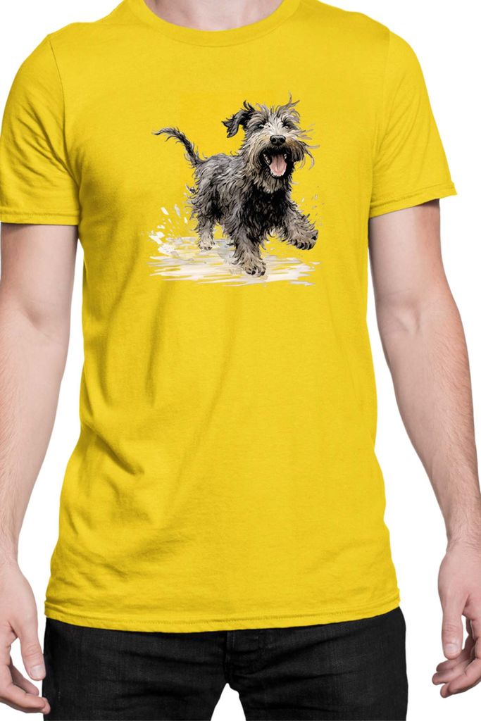 Herren T-Shirt Funny Dogs Breeds Terrier Dog Breed, Man M / Gelb