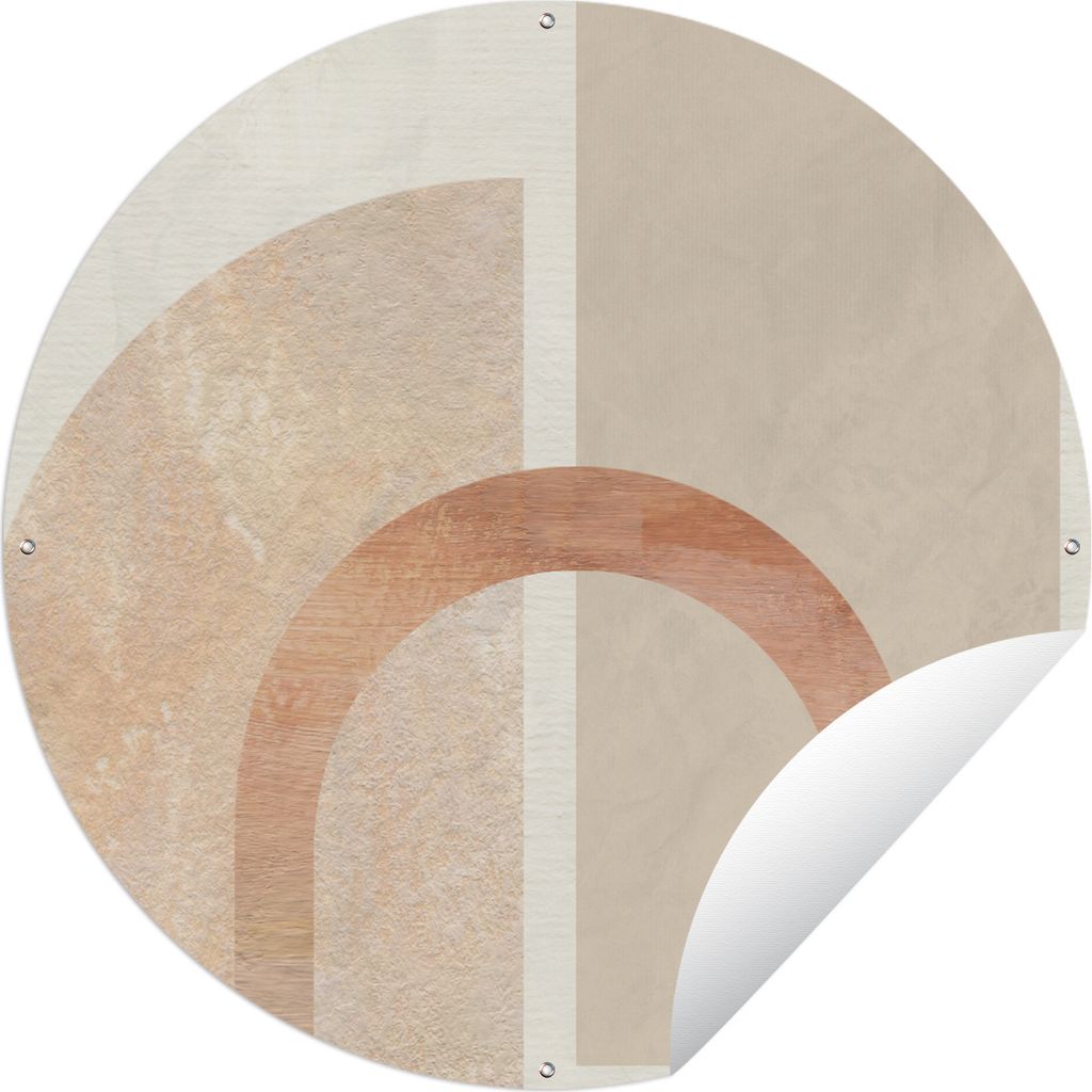 MuchoWow Gartenposter Outdoor-Poster Rund Rosa - Beige - Abstrakt Ø 90 cm Gartendeko Rundes Poster draußen