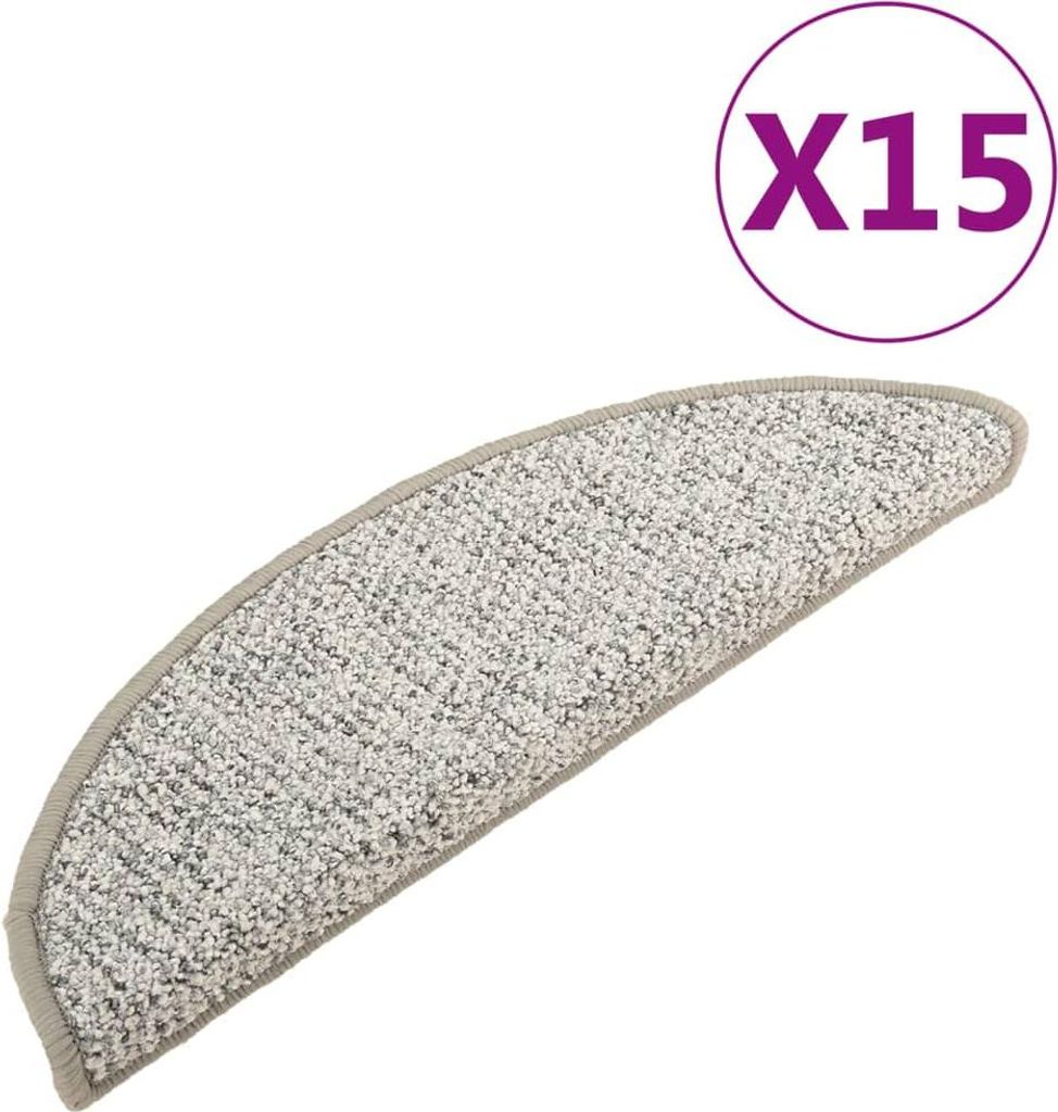 vidaXL Treppenmatten 15 Stk. Hellgrau 56x17x3 cm