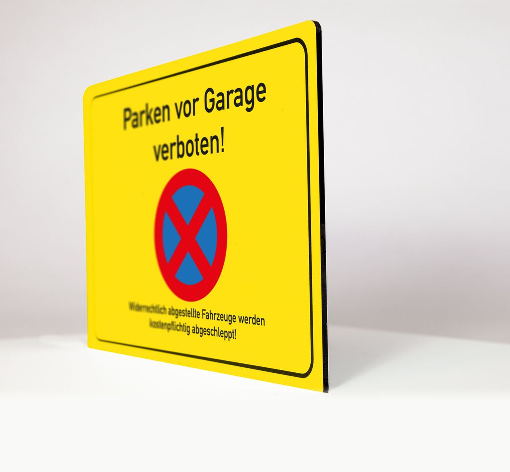 Schild - Parken vor Garage verboten - Gelb 