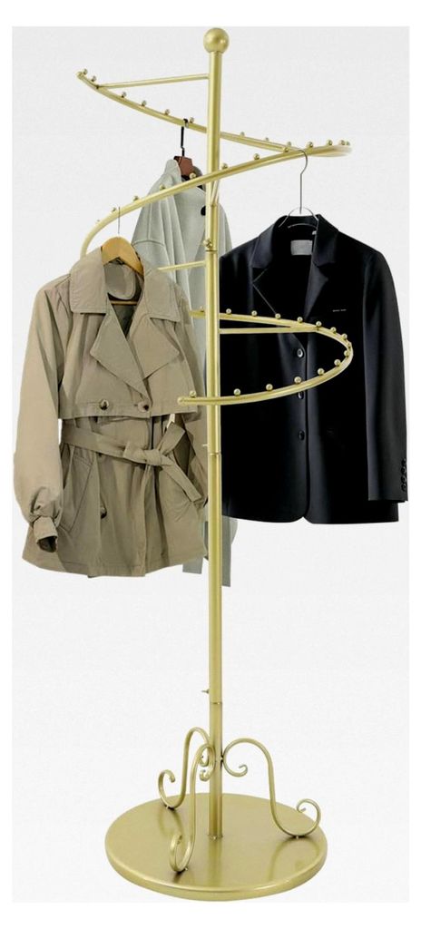 Stabiler Kleiderständer Freistehend Gold Modern Spiralregal für Kleidung mit 30 kg Tragfähigkeit