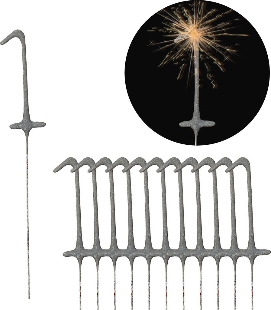 Wunderkerze Zahl Eins 12er Set 18cm Brenndauer 30-35 sek. Feuerwerkskörper Tortenstecker Partydeko Sternspitzer