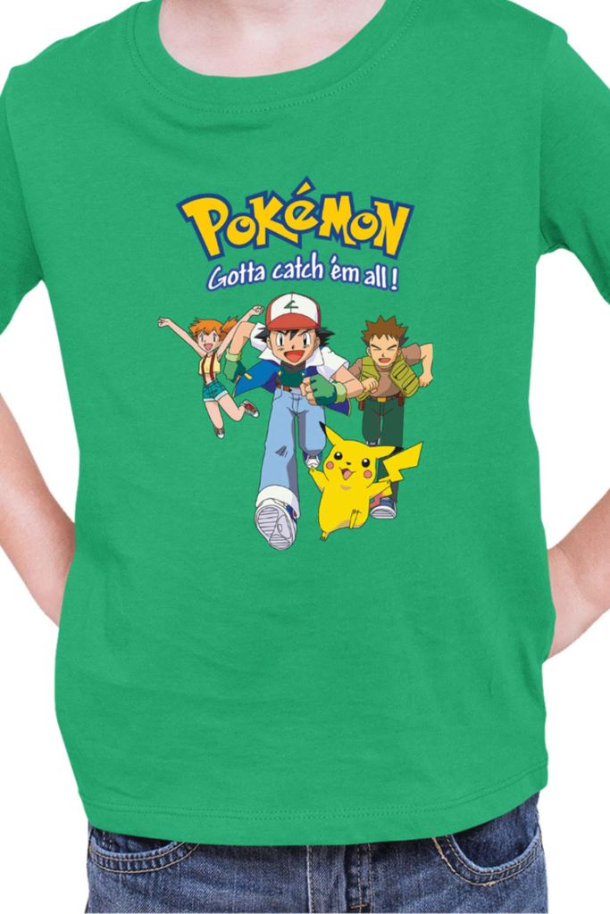 Kinder T-Shirt Japan Manga Anime Comics Pokemon 010, / Grün