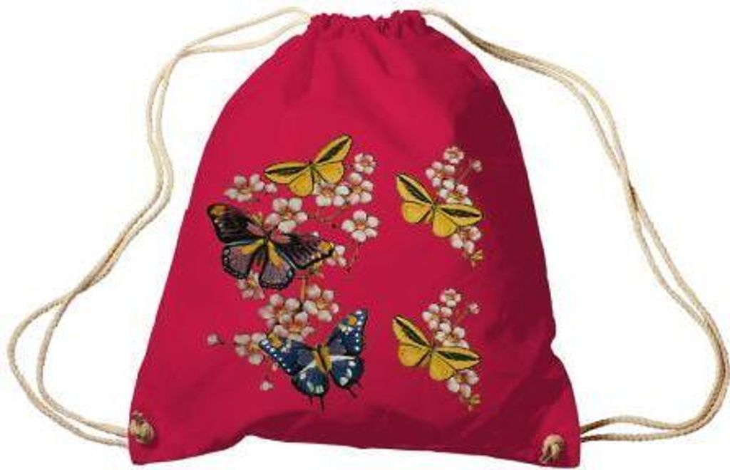 Trend-Bag Turnbeutel Sporttasche Rucksack mit Print -Schmetterlinge - TB65322 Color - rot