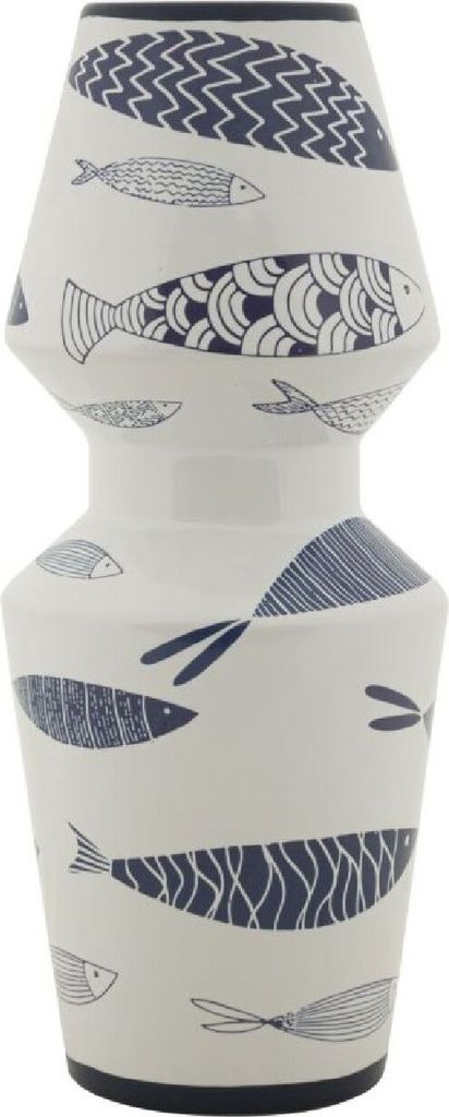 Mauro Ferretti Vase Fisch-Doppel Ø 14x34 cm weiß blau