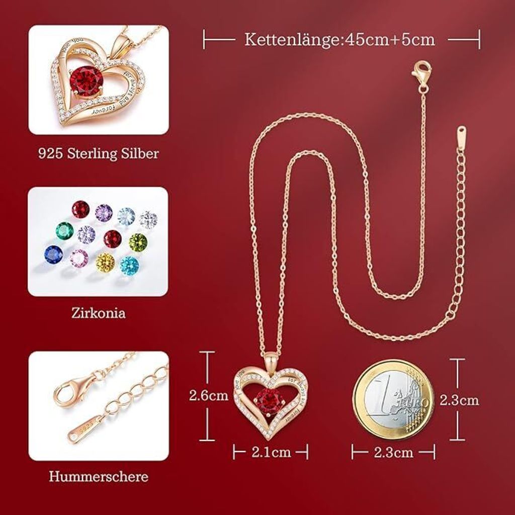 925 Sterling Silber Rosegold Forever Love Kette Damen Produktbild 3