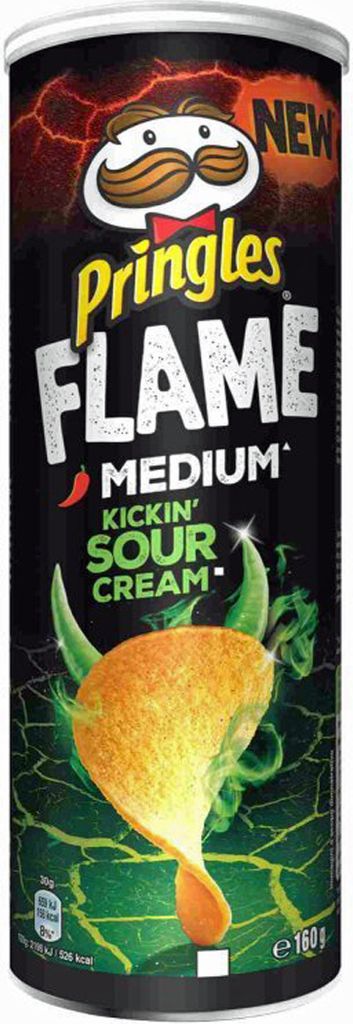 Verpackungsbild Pringles FLAME Medium Neu Kickin Sour Cream Stapelchips 160g