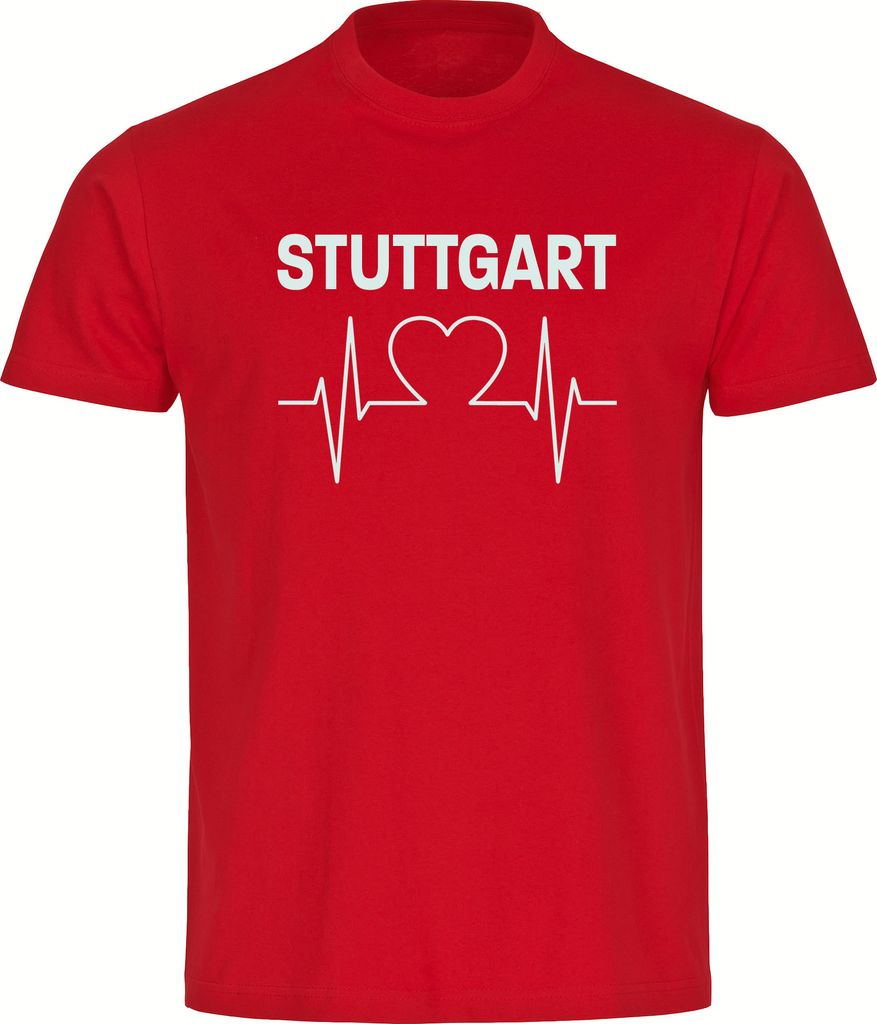 multifanshop Herren T-Shirt - Stuttgart - Herzschlag, rot, Größe L