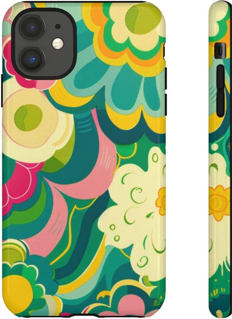 Buntes Retro-Blumenmuster – Hülle Kompatibel mit iPhone 11